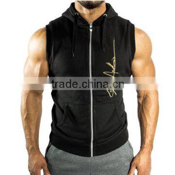 Wholesale Mens Cotton Sleeveless Zipper Hoodies