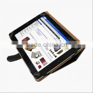 2012 hot-sale leather case with built-in stand for ipad