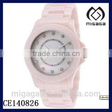 fashion beautiful watch for women*Ceramique Women's 39mm Pink Ceramic Case Quartz Watch