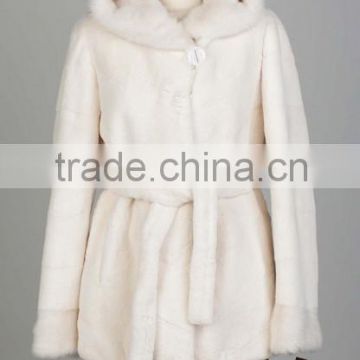 rex14065 hot design elegant rex rabbit fur coat white with belt