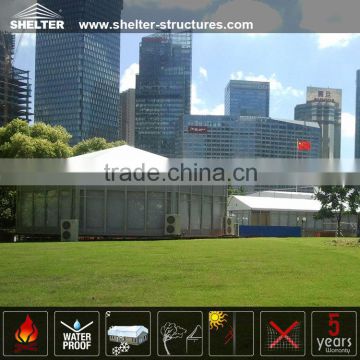 Aluminum alloy frame polygon tent with toughened glass wall