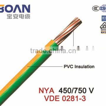 Nya Electric cable wire 450/750V Cu/PVC (VDE 0281-3)