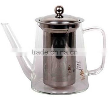 400/600ml borosilicate glass tea pot with stainless steel strainer