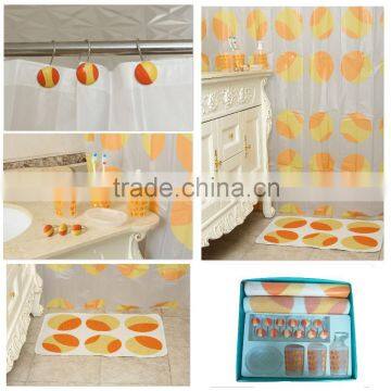 Yellow circle pattern plastic bathroom accessories sets