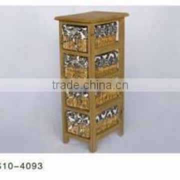 sell beautiful brown wooden cabinet with maize baskets