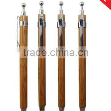 Bamboo barrel mechanical pencil with metal clip, tip and head