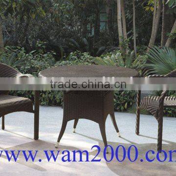 3 pcs garden pe rattan dining table and chairs