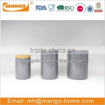 Eco-friendly customized carbon steel decorative coffee canisters with cork stopper