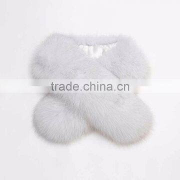 Myfur White Color Genuine Blue Fox Body Fur for Neck Wear Short Collar