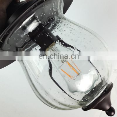 American village industrial simple Single Head glass and iron pendant light for decorate
