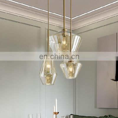 EUROPEAN postmodern simple Single Head glass and brass pendant light for decorate