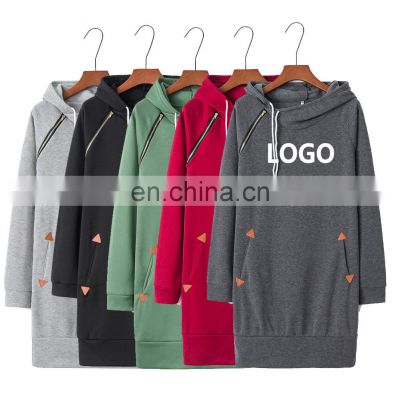 OEM plain long sleeve girls casual pullover hoodie sweatshirt dress wholesale