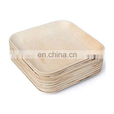 Disposable wooden plates biodegradable areca palm leaf plates for wedding party events