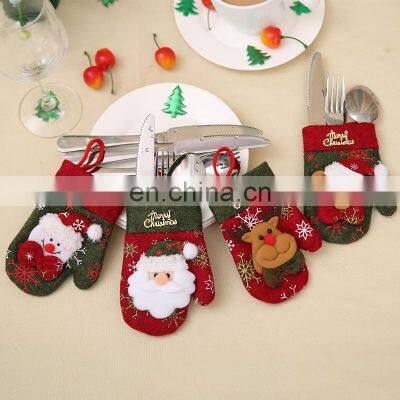 Christmas Table Dinner Decor Cute Cutlery Set Knives Forks Bag Holder Pockets Xmas New Year Decor Christmas Decorations For Home