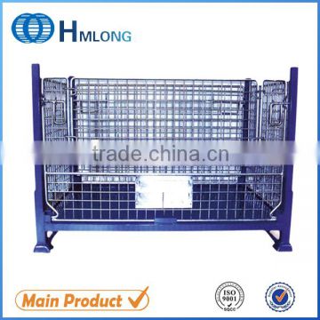 Folding metal steel wire mesh pallet stillage cage box container basket