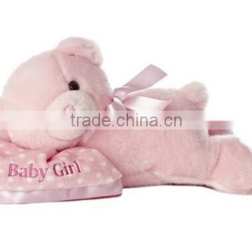Comfy Girl Sleeping Musical 12" Plush Bear/Stufferd Sound Toy Pink Bear with Music "Brahm's Lullaby"