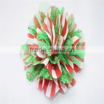 New Christmas lace chiffon fabric flower, Xmas hair flowers for baby girls elastic foe headband in tock
