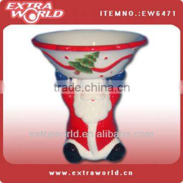 christmas ceramic bowl with santa standing