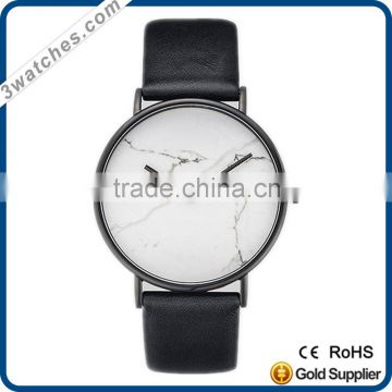 stainless steel watches fashion quartz leather band stone face watch OEM custom stone face watches
