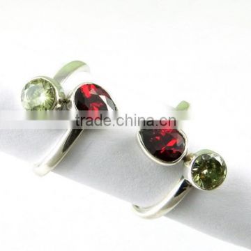 Perfect Design Red CZ & Green CZ 925 Sterling Silver Toe Ring, Silver Jewelry India, 925 Sterling Silver Jewelry