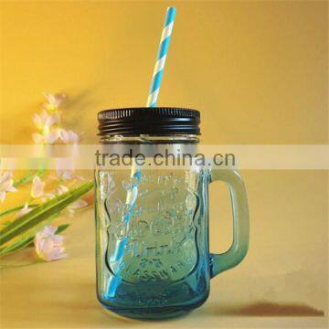 Hot Sale Glass Mason Jar Wholesale With Handle Ice Cold Drink