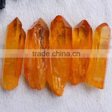 Natural aura Quartz Crystal Titanium Coating Crystal point