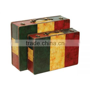 wooden suitcase storage box