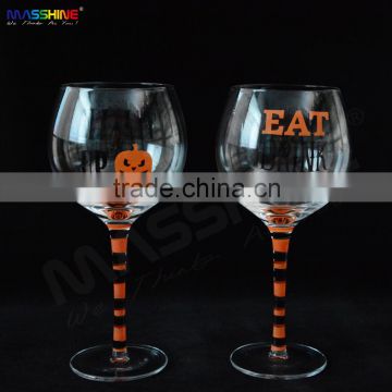 Wine Glass For Halloween With Handpainted