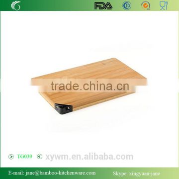 Multifunction Bamboo Sharpening Stone and Cutting Board Thick Bamboo Carving and Chopping Station Drip Groove Handle