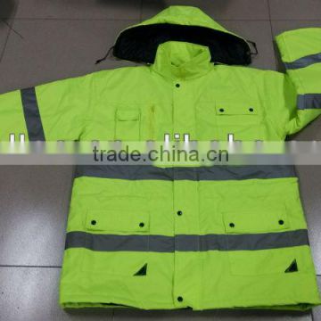 high visibility yellow reflective safety jacket