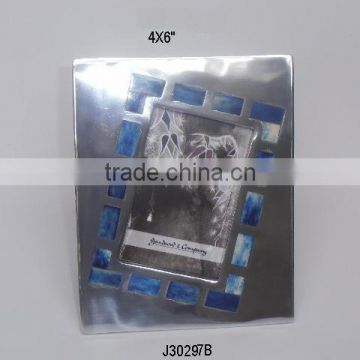 Aluminium Photo Frame with Mirror polish angled style and blue Bone mosaic