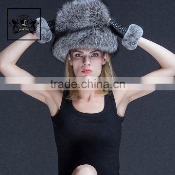 2017 Beautiful real fox fur cylindrical hat keep warm for women