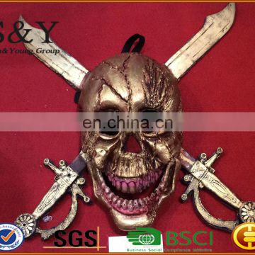 Terrorist Halloween Pirate Skull Face Mask Cosplay Prop Mask with PU Leather