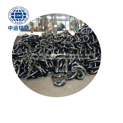 67mm Black Painted floating wind power platform  studless link anchor chain