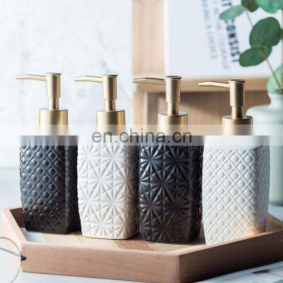 Light luxury ceramic lotion bottle soap dispenser shower gel sub-bottled shampoo press soap dispenser