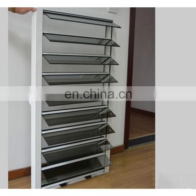 aluminum profile manual open frosted glass shutter window
