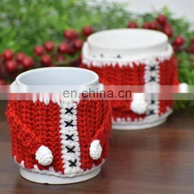 Crochet mug cover warm macrame Coffee Mug Cozy holder christmas pattern