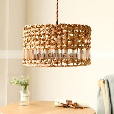 Country style hand-woven Water hyacinth round Pendant lights Lampshade