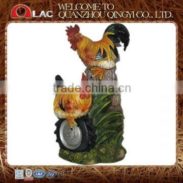 resin garden decorative rooster and hen couple statue customized gift