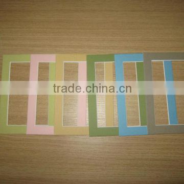 Green Pink and Buef color, and pre-cut / three openings matboard for photo frame