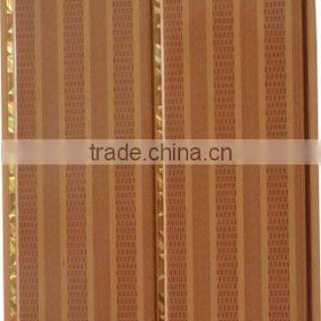 Printing,middle groove with shine gold line , brown color,pvc ceiling panel, plastic wall panel G097-1