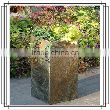 Rustic slate stone outdoor decor flowerpot