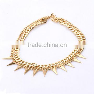 NEW ARRIVAL women spike chain necklace,gold jewellery design necklace/