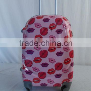 ABS + PC film luggage 360 degree rotational wheels/lovely hard shell luggage