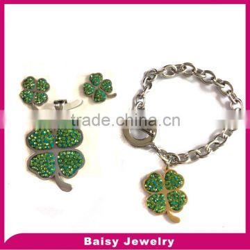 Hot Sale Fashion stainless steel leaf jewelry set wholesale for girls