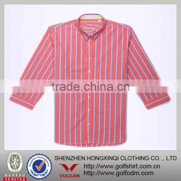 High Quality 3/4 Sleeve Women Stripe Dress Shirt 100% Cotton
