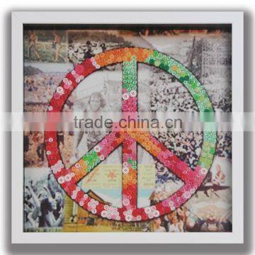 Modern Home Decoration Handmade Wired Cable Peace Mark Paintings Art