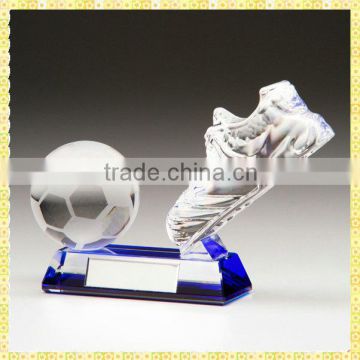 Personalized Handmade Engraved Crystal Football Trophy For Conference Souvenir Gifts