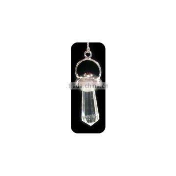 Clear Quartz facted Pendulum with garnet