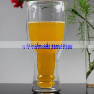 Creative Double Walled Upside Down Beer Bottle Style Glass Cup